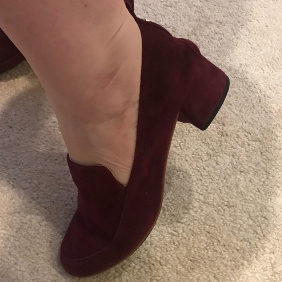 NWT Yosi Samra burgundy suede Block heeled loafer - Picture 3 of 4